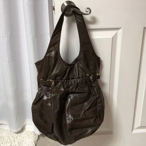 Badgley Mischka Arlette Chocolate Leather Bag